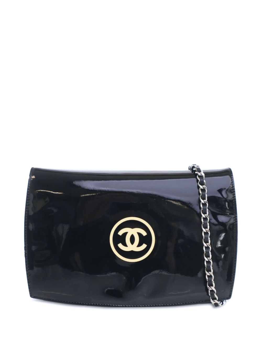 CHANEL Pre-Owned CC Patent 斜挎搭链钱包（2010-2011年典藏款） - 黑色