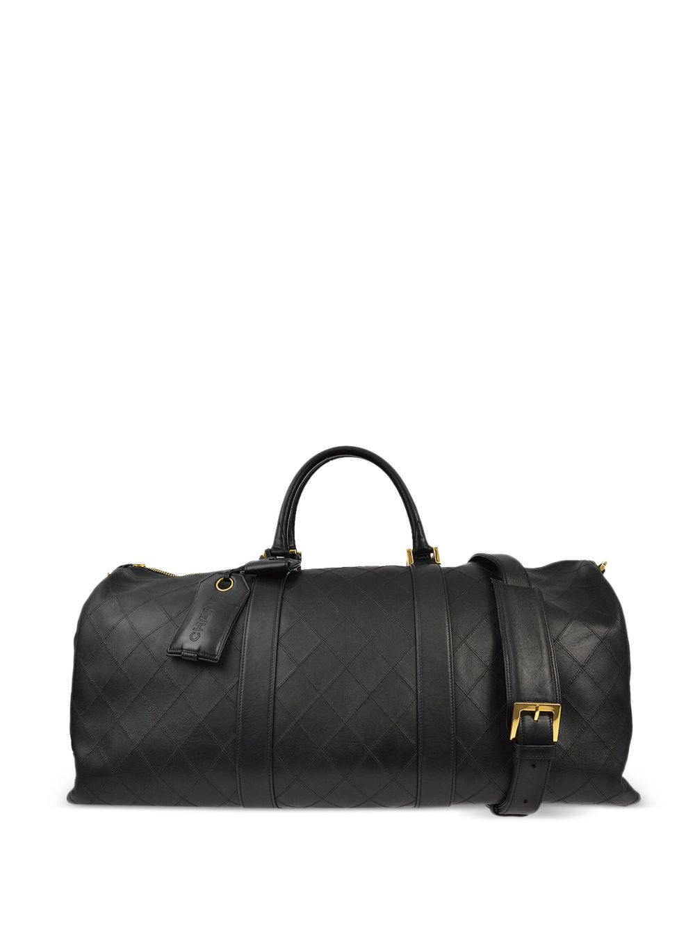 CHANEL Pre-Owned 菱纹图案手提旅行包（1992年典藏款） - 黑色