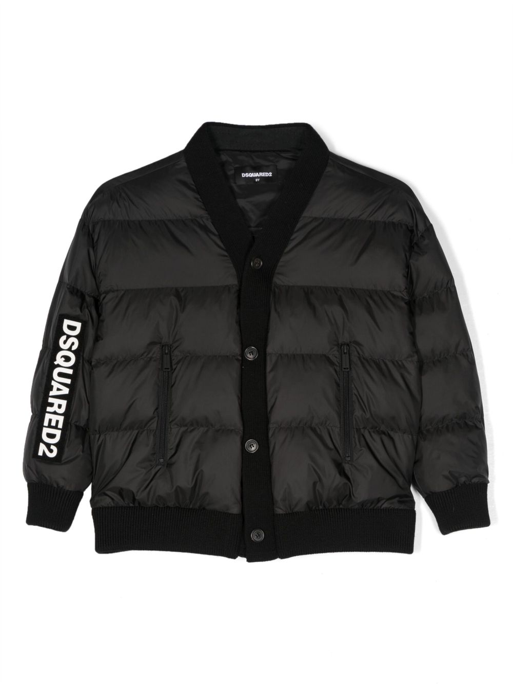 DSQUARED2 KIDS 标贴填充夹克 - 黑色