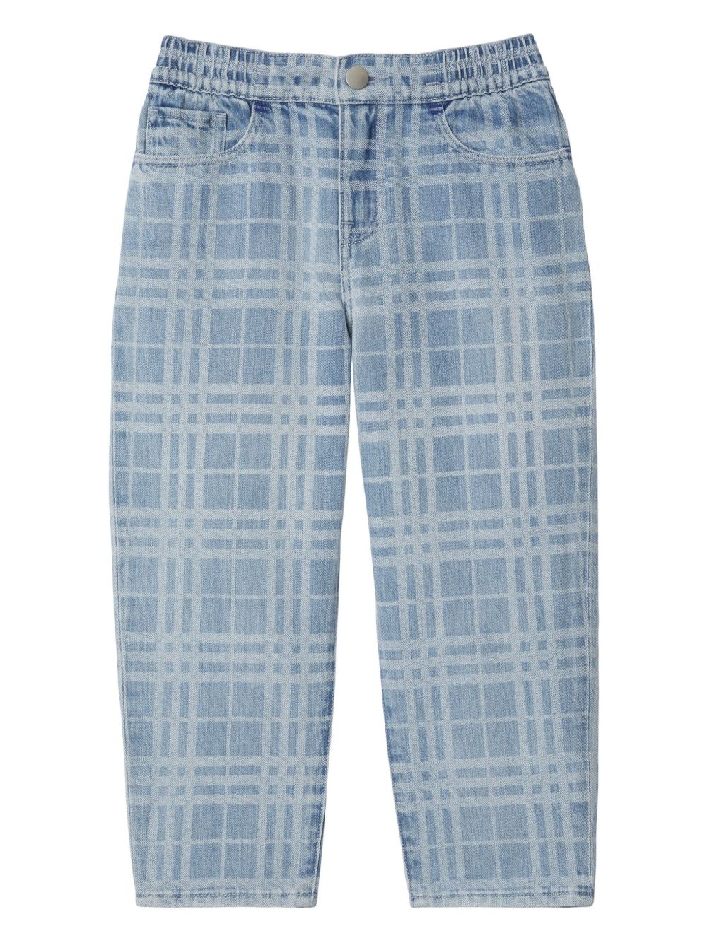 Burberry Kids Check Japanese 牛仔长裤 - 蓝色