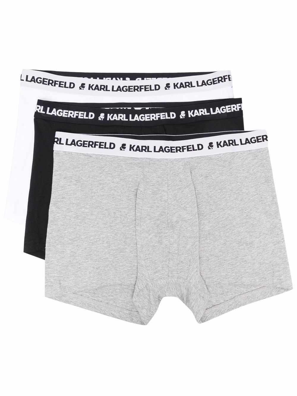 Karl Lagerfeld logo腰边四角裤（三件装） - 灰色