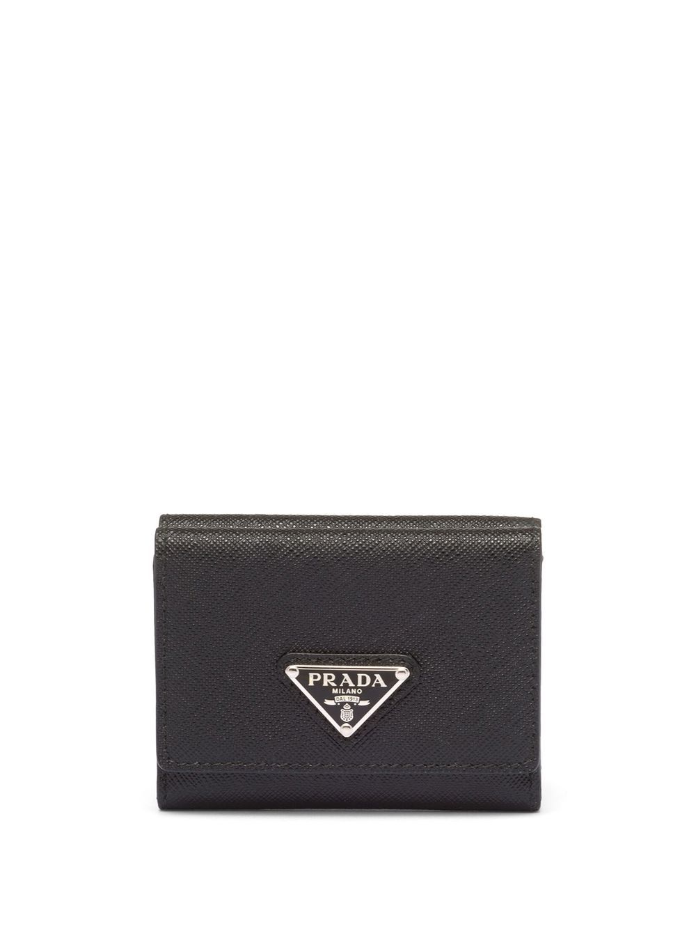 Prada logo标牌皮质小号钱包 - 黑色