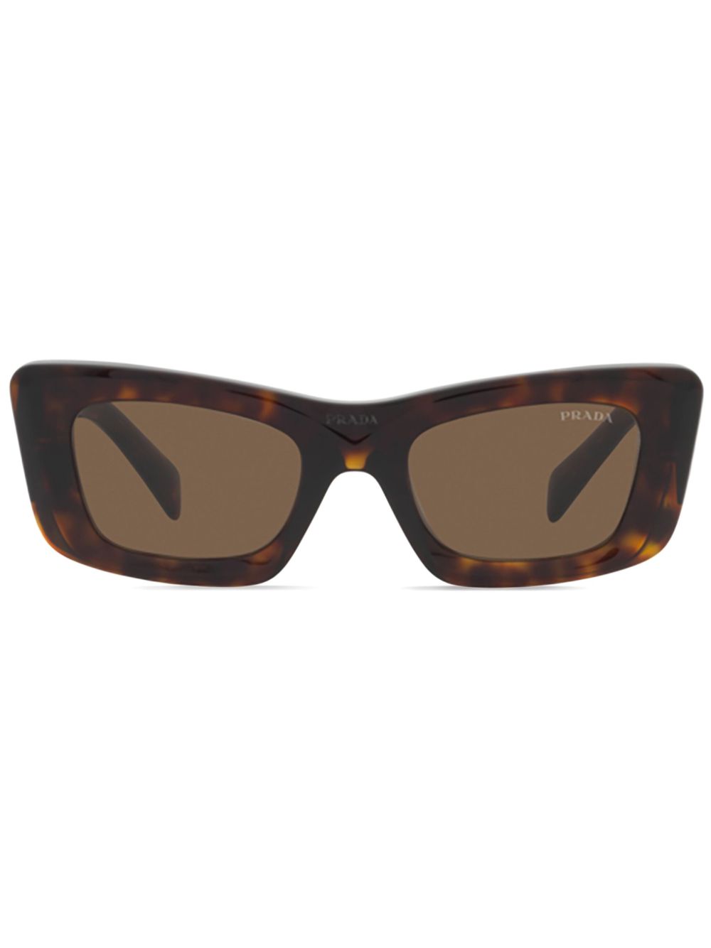 Prada Eyewear 玳瑁纹效果长方形框太阳眼镜 - 褐色