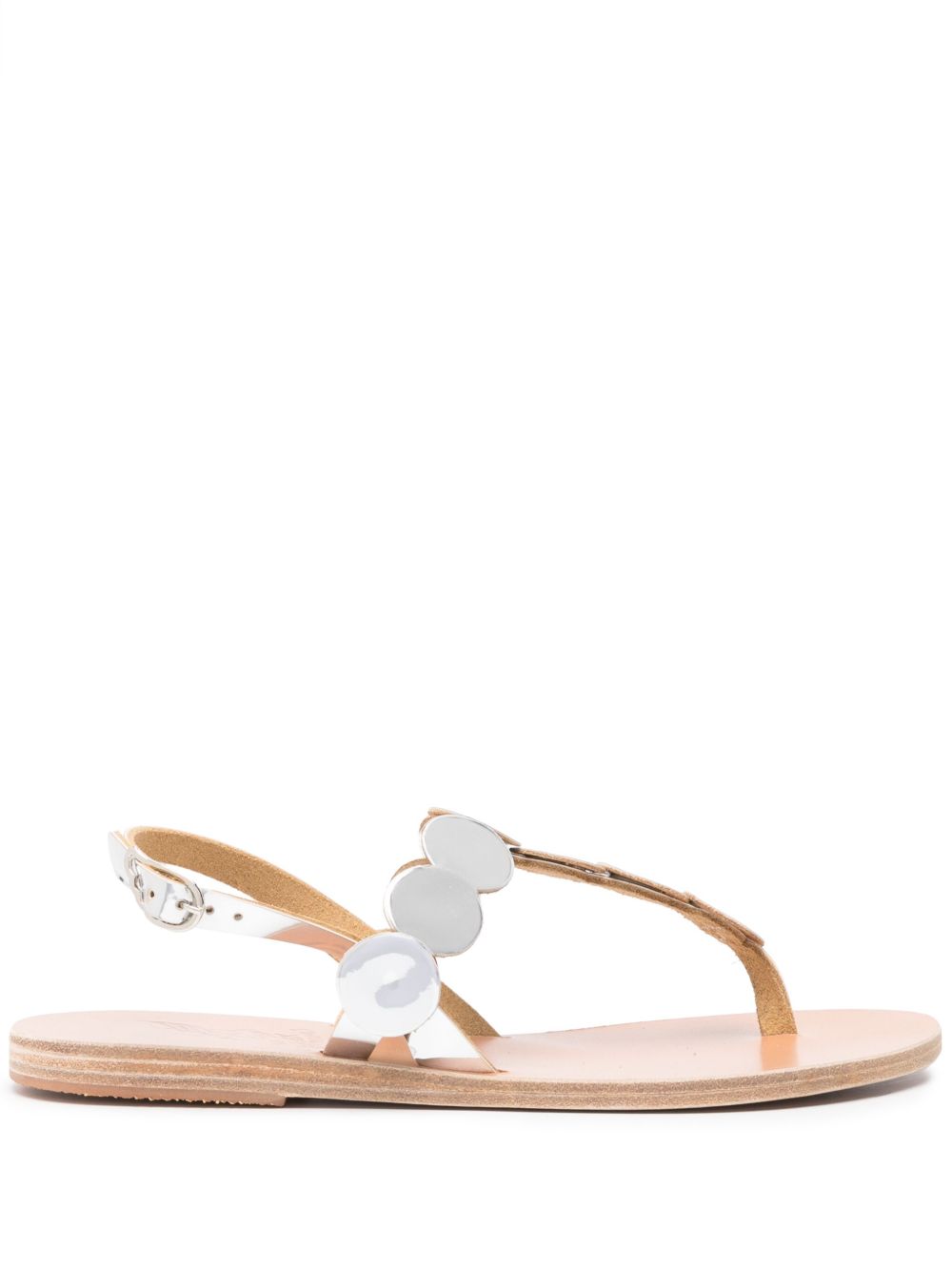 Ancient Greek Sandals Ilios 皮质凉鞋 - 银色