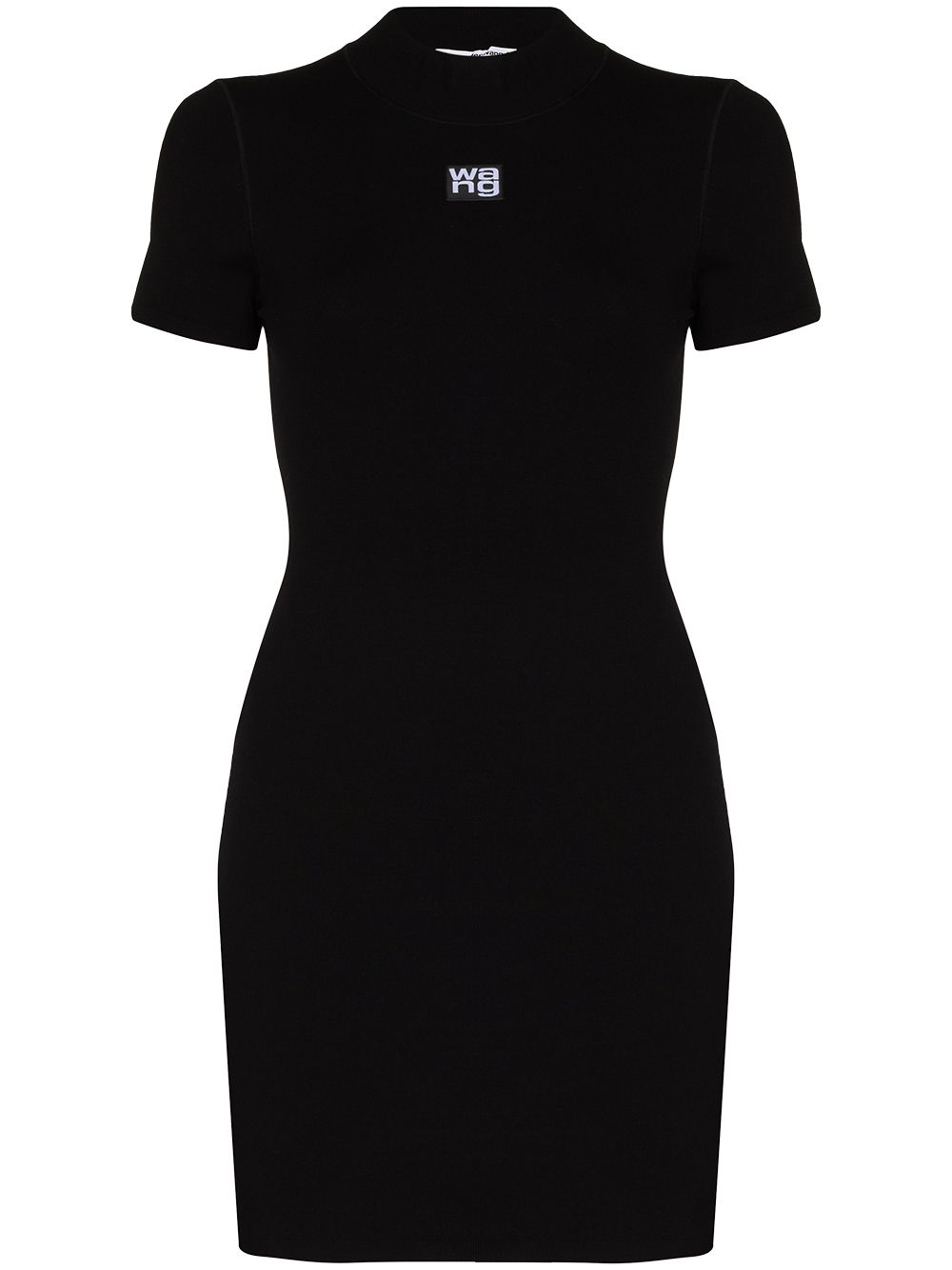 Alexander Wang logo 印花合身迷你连衣裙 - 黑色