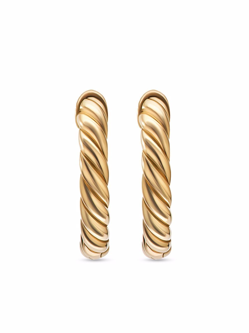 David Yurman 18K黄金 Sculpted Cable 圈形耳环 - 金色