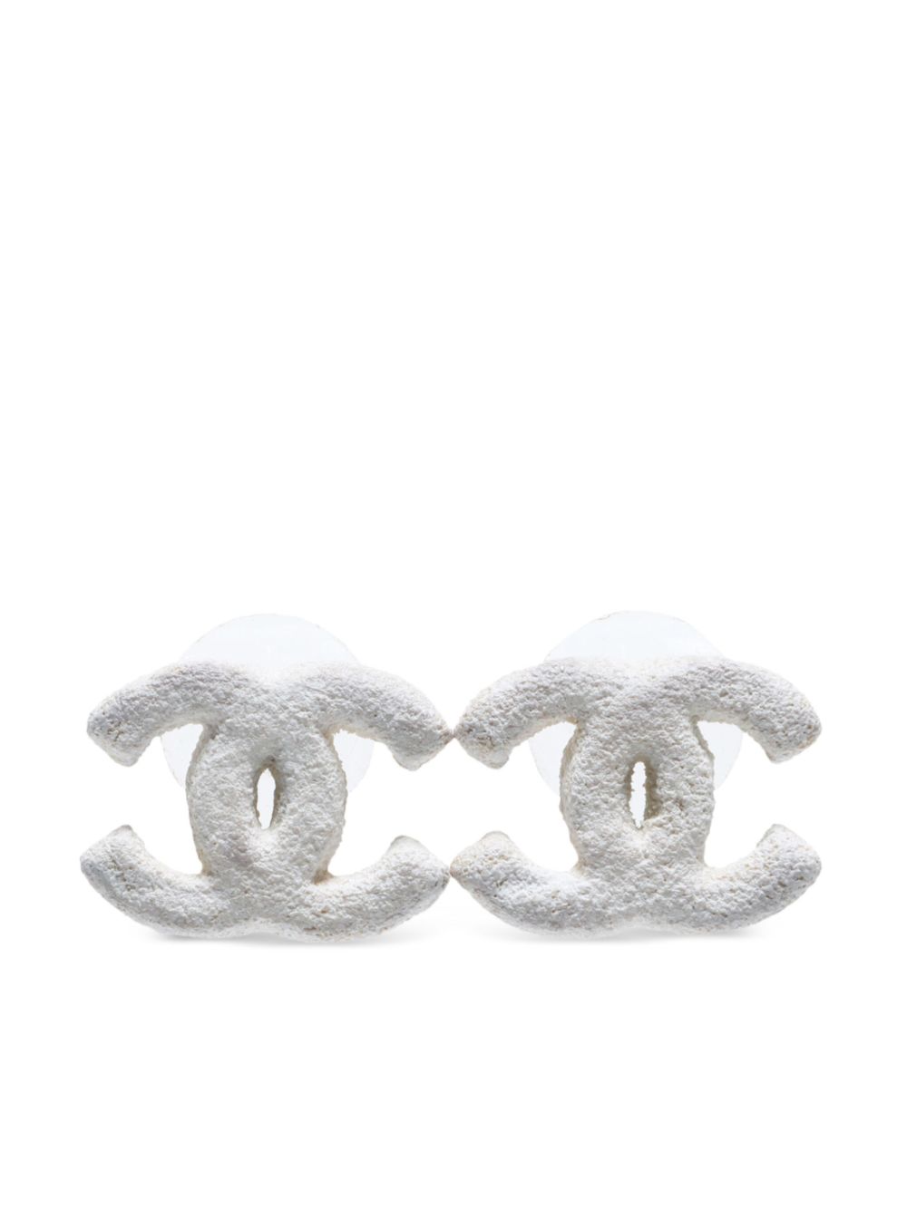 CHANEL Pre-Owned CC 圈形耳环（2003年典藏款） - 白色