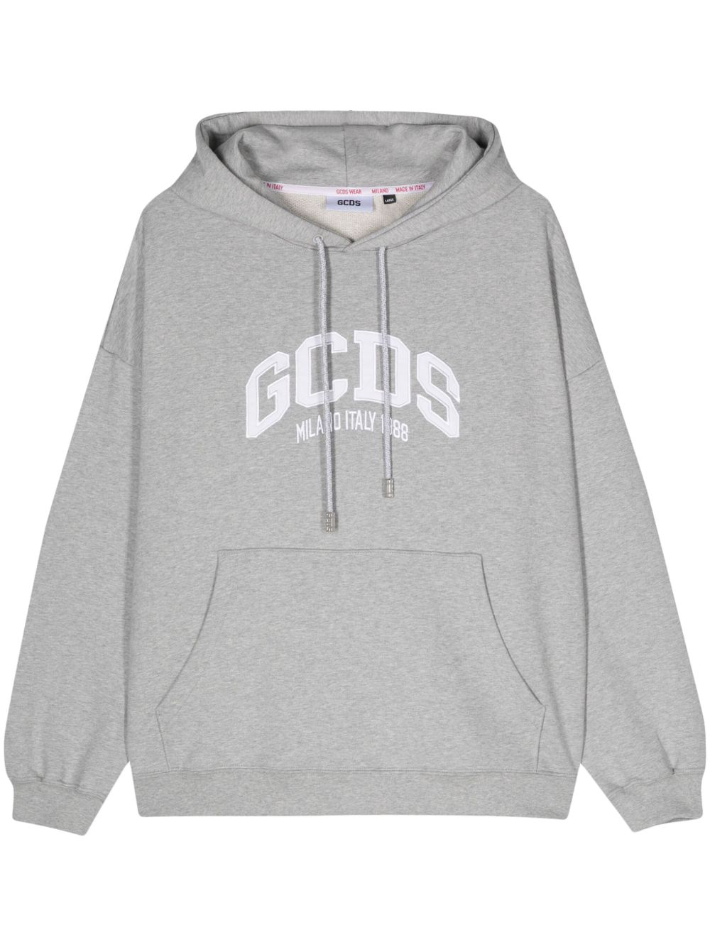 GCDS logo贴花棉连帽衫 - 灰色