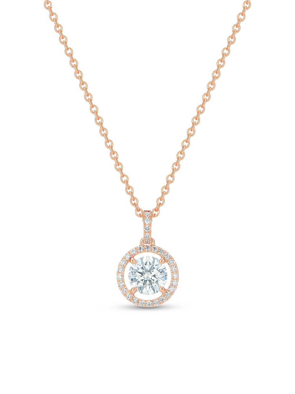 De Beers Jewellers Aura 18K玫瑰金圆形钻石镶嵌吊饰项链 - 金色