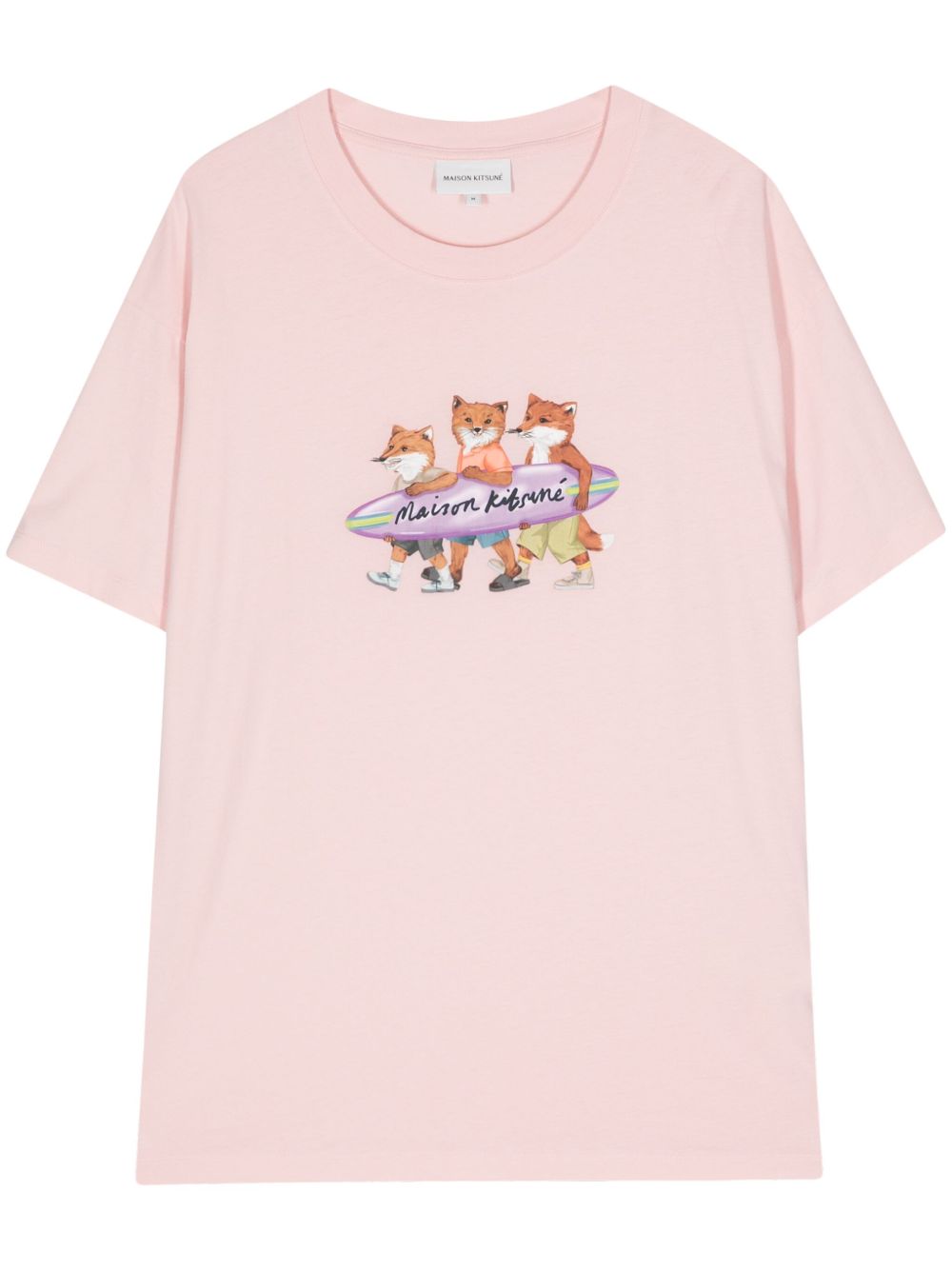 Maison Kitsuné Surfing Foxes 印花棉T恤 - 粉色