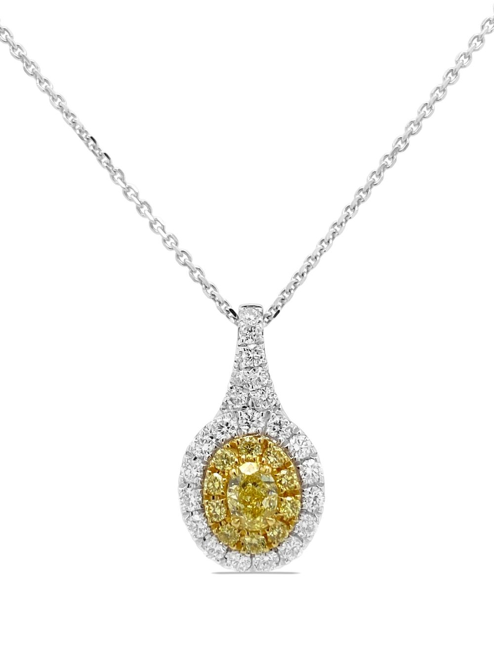 HYT Jewelry 铂金黄白钻石项链 - 银色