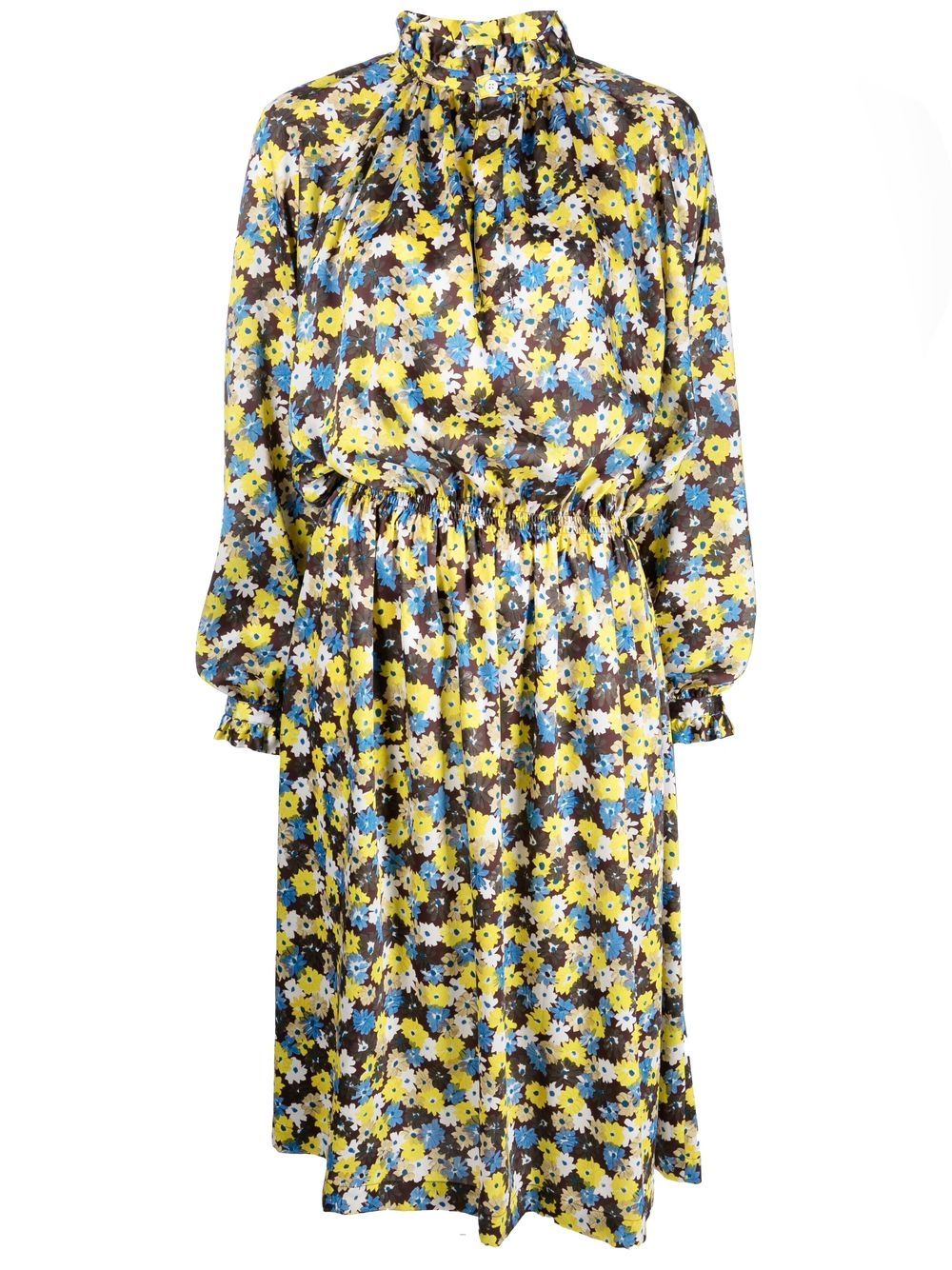 Plan C Twill Daisy Bouquet 印花连衣裙 - 黄色