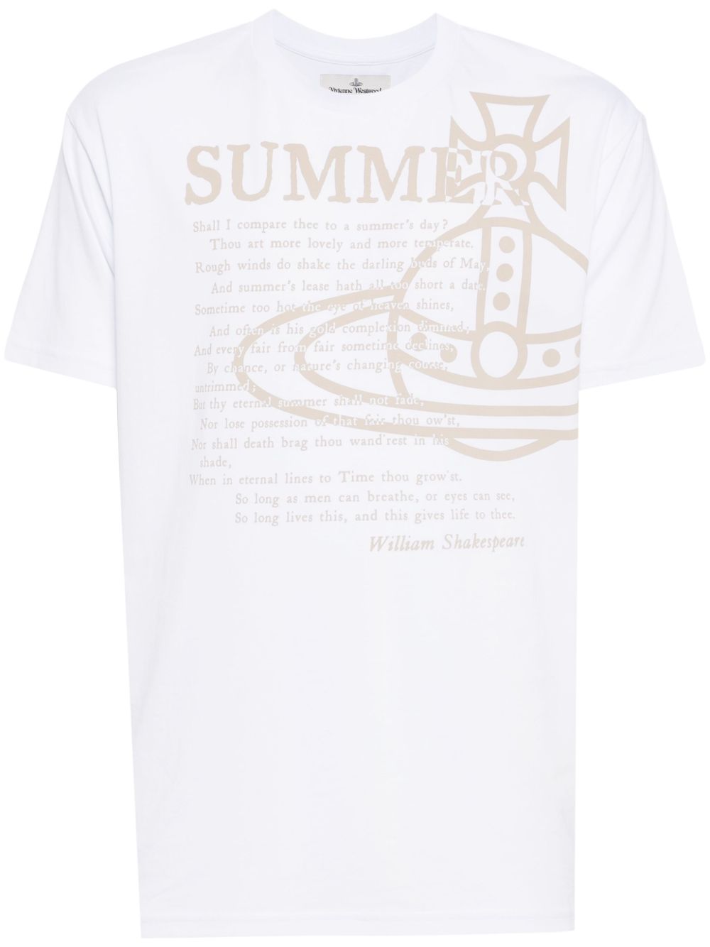 Vivienne Westwood 经典土星logo印花T恤 - 白色