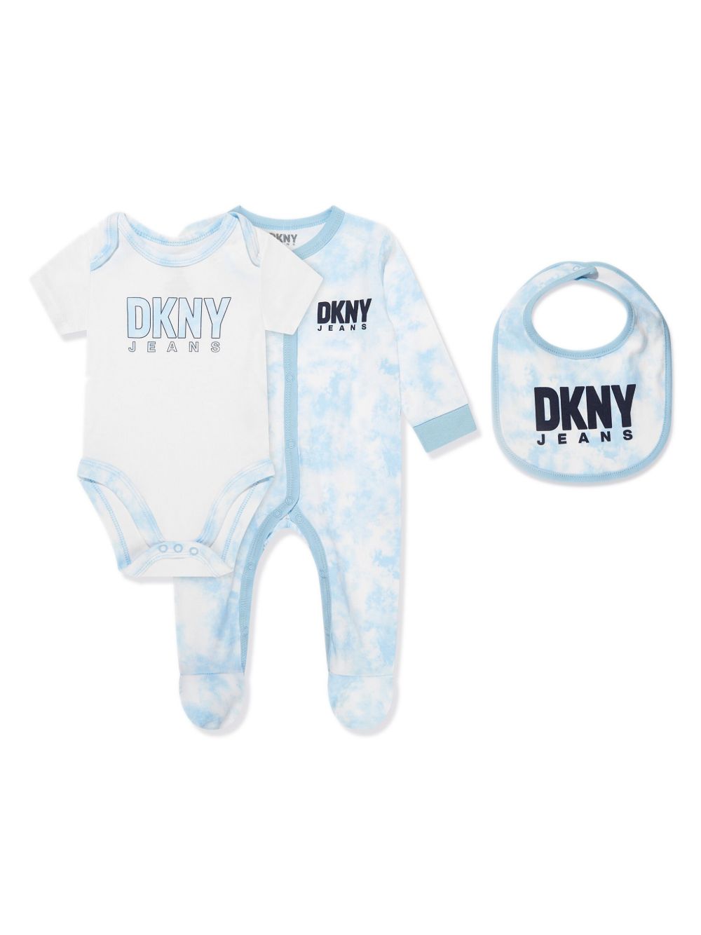 Dkny Kids 扎染棉连体衣套装（三件装） - 蓝色