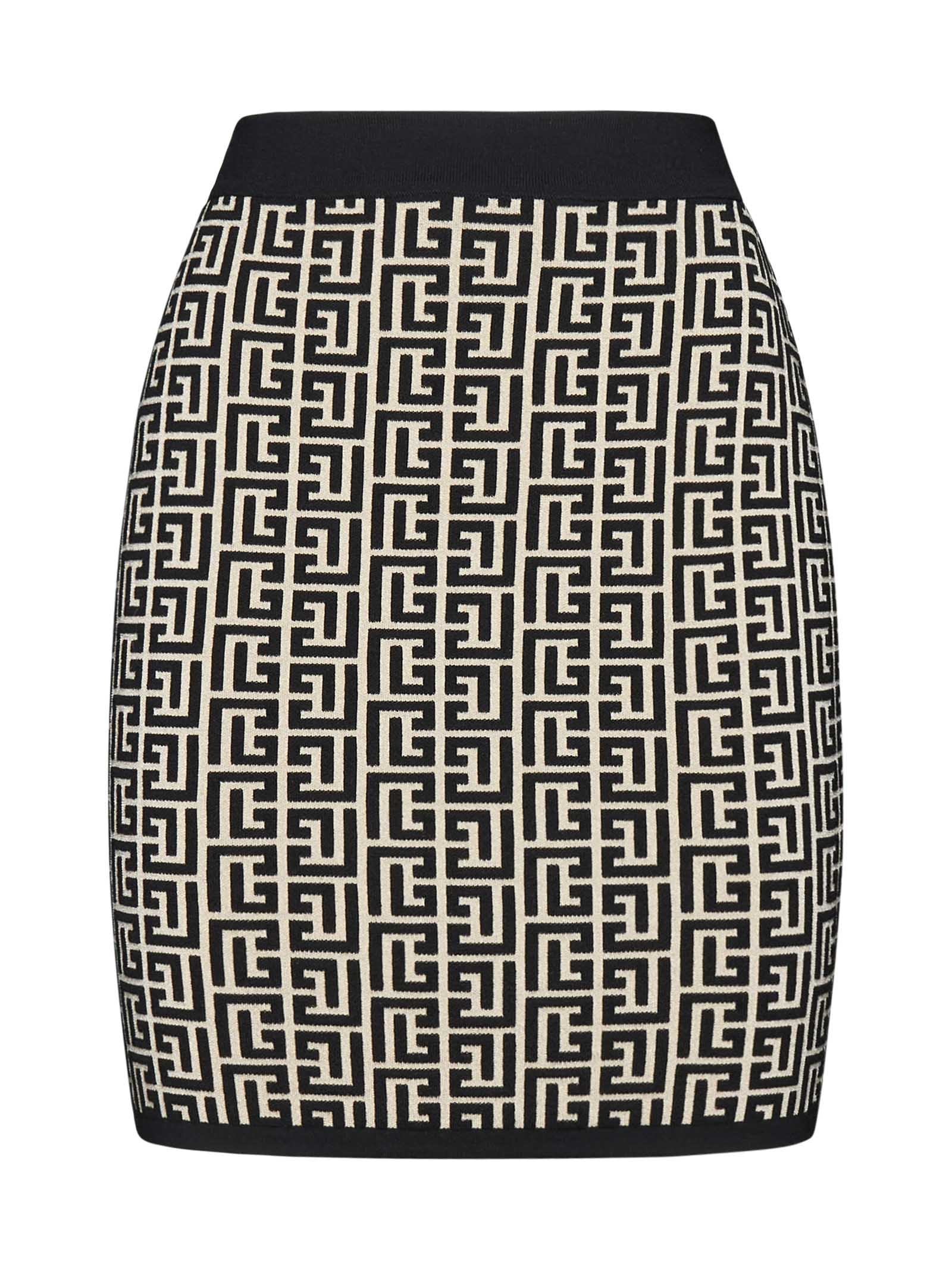 Balmain Monogram Jacquard Knit Skirt