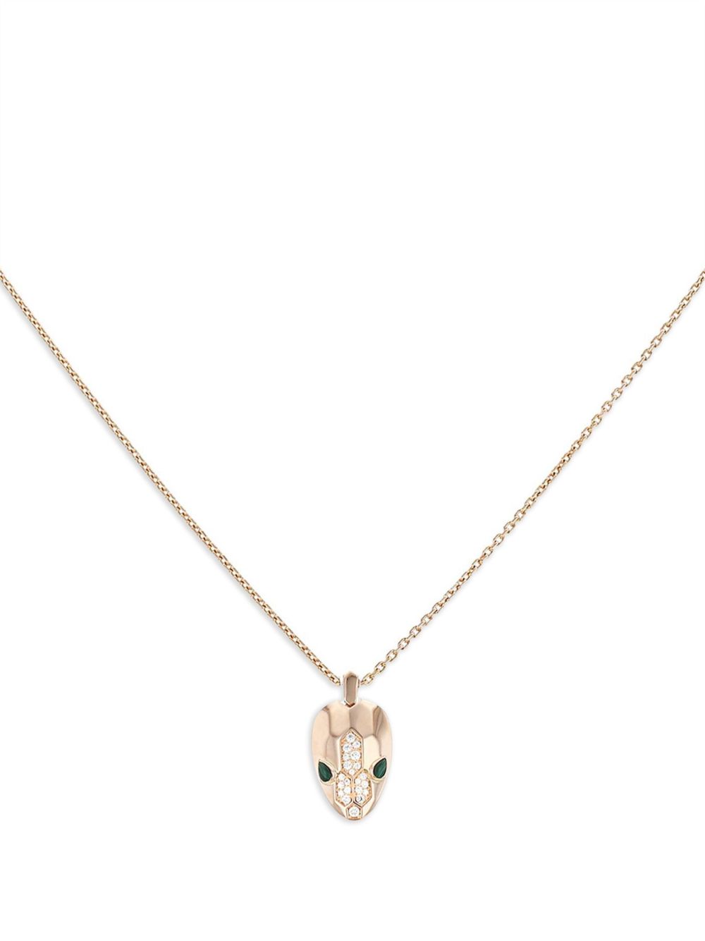 Bvlgari Pre-Owned 18K玫瑰金 Serpenti 钻石祖母绿宝石项链（典藏款） - 粉色