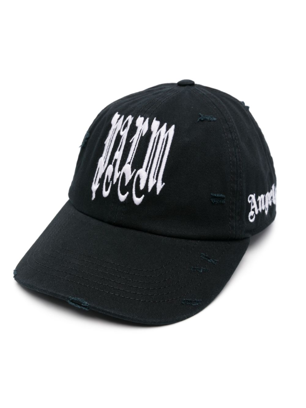 Palm Angels logo刺绣棉棒球帽 - 黑色