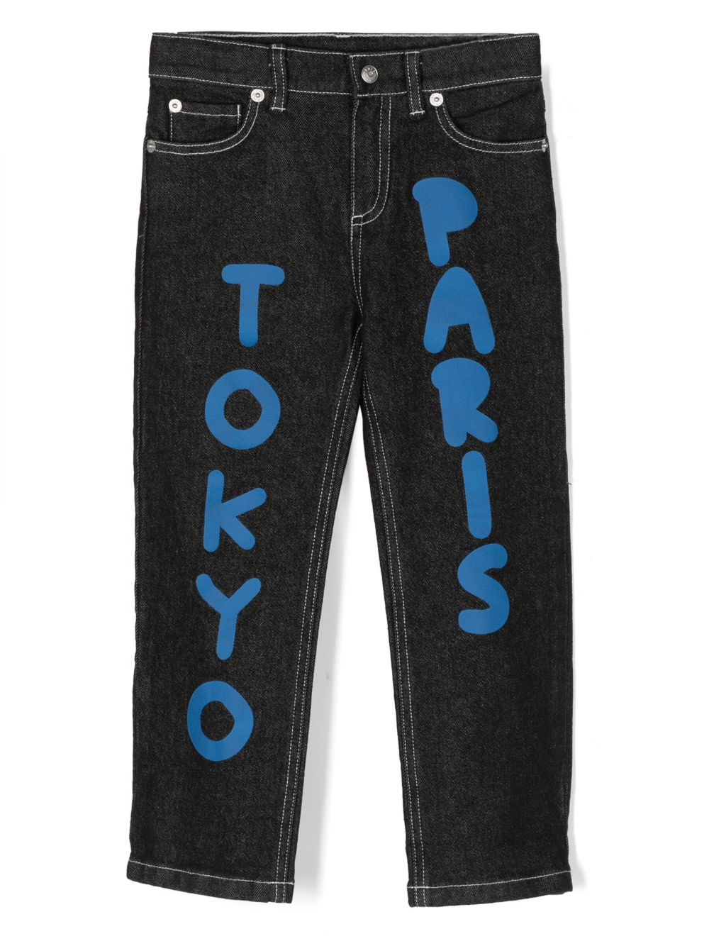 Kenzo Kids 文字印花牛仔裤 - 黑色