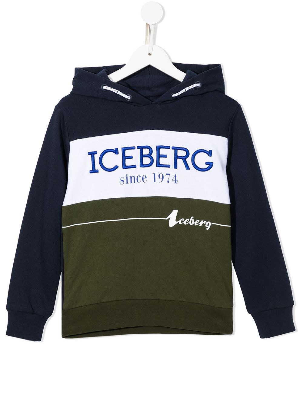 Iceberg Kids logo印花连帽衫 - 绿色