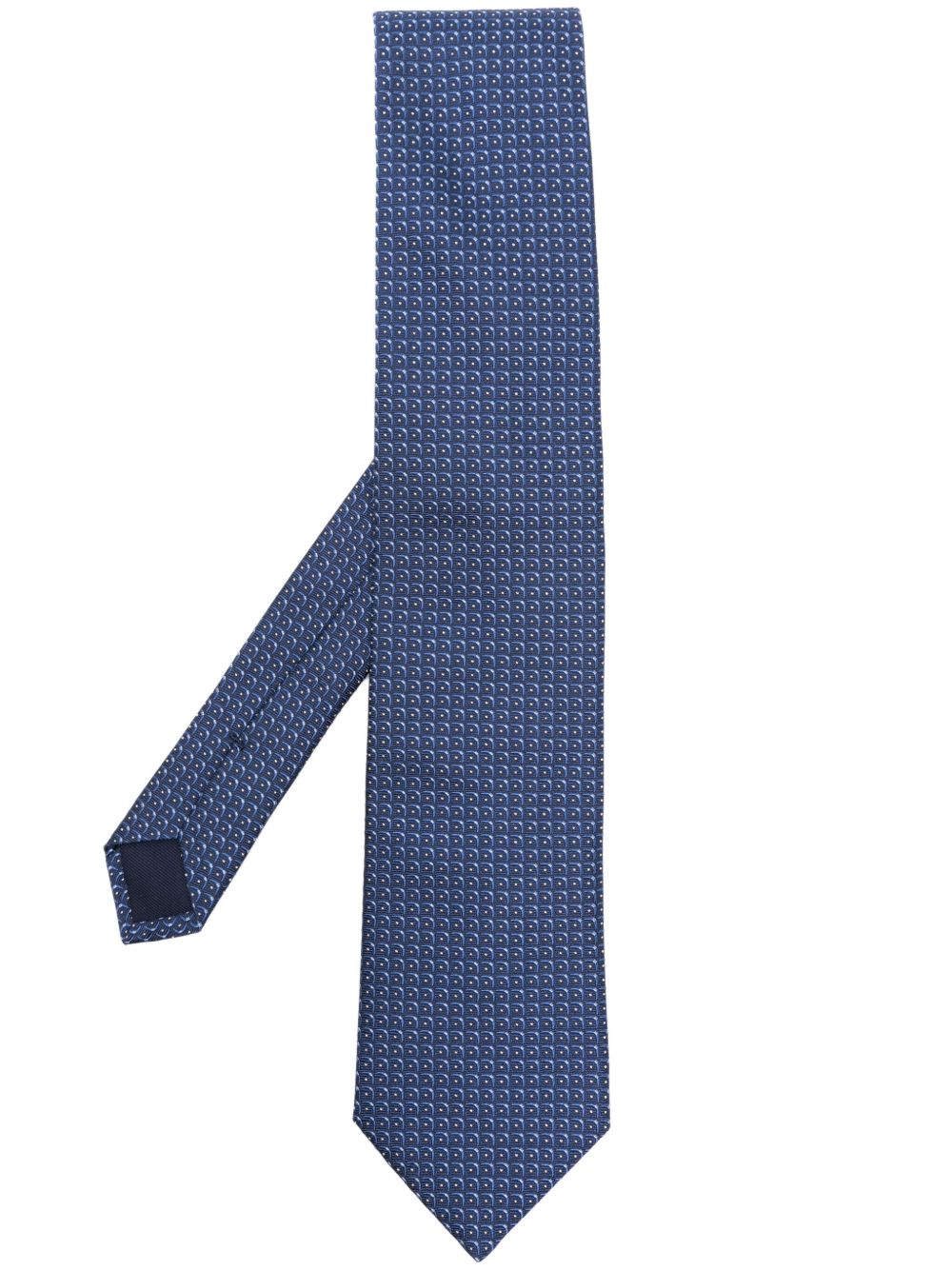 Corneliani 几何印花真丝领带 - 蓝色