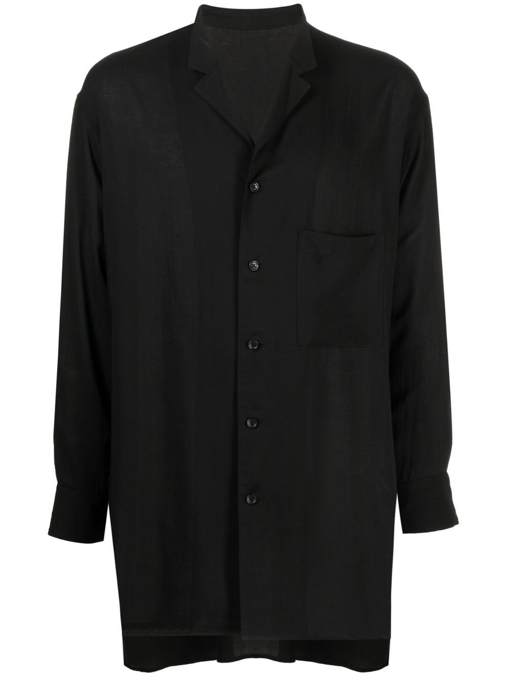 Yohji Yamamoto 梯形翻领衬衫式夹克 - 黑色