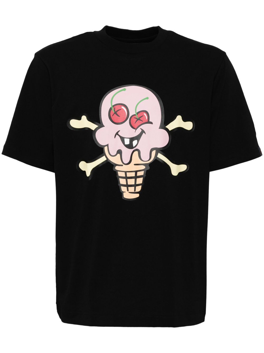 ICECREAM 图案印花棉T恤 - 黑色