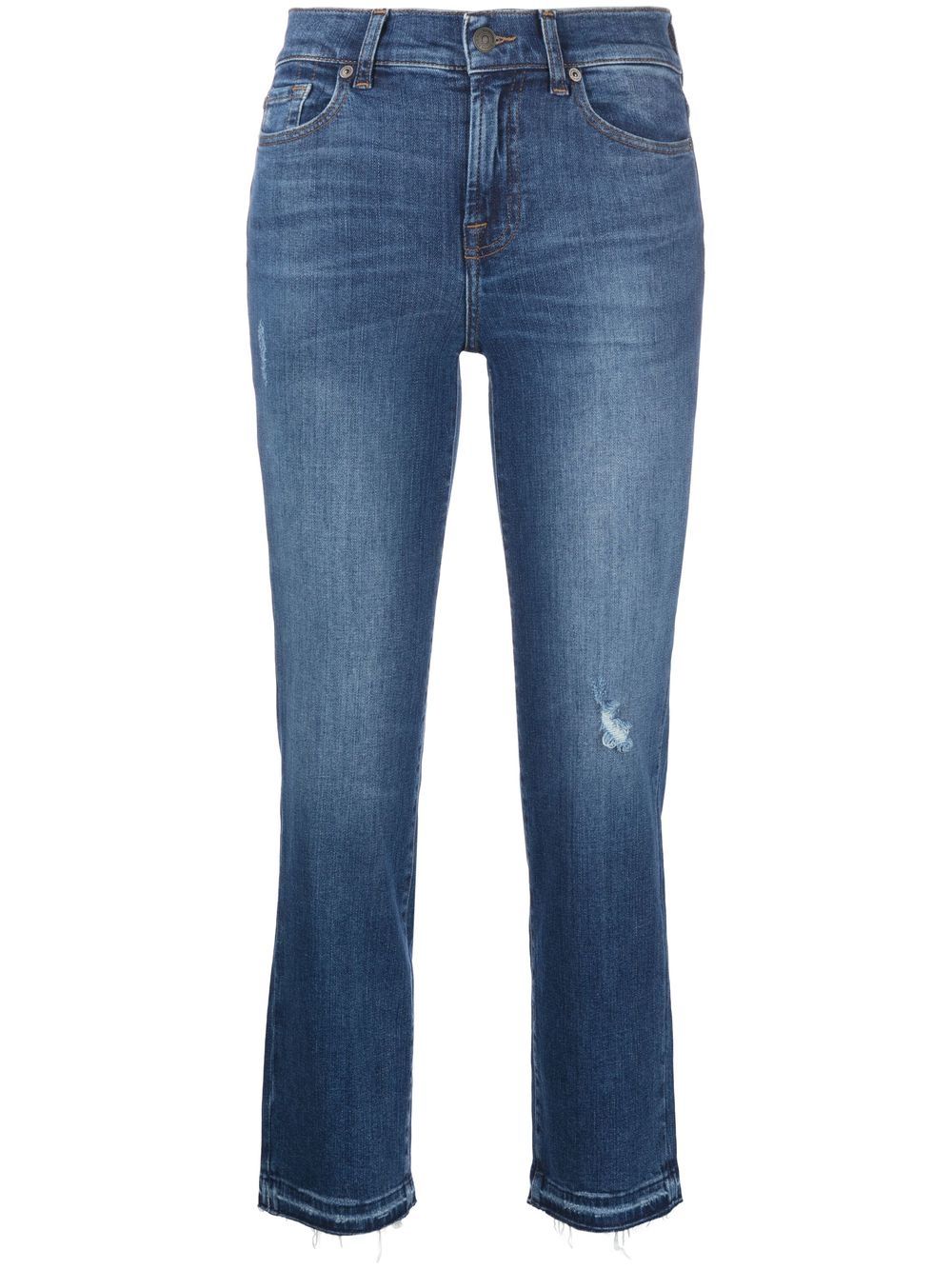 7 For All Mankind 中腰仿旧露踝牛仔裤 - 蓝色