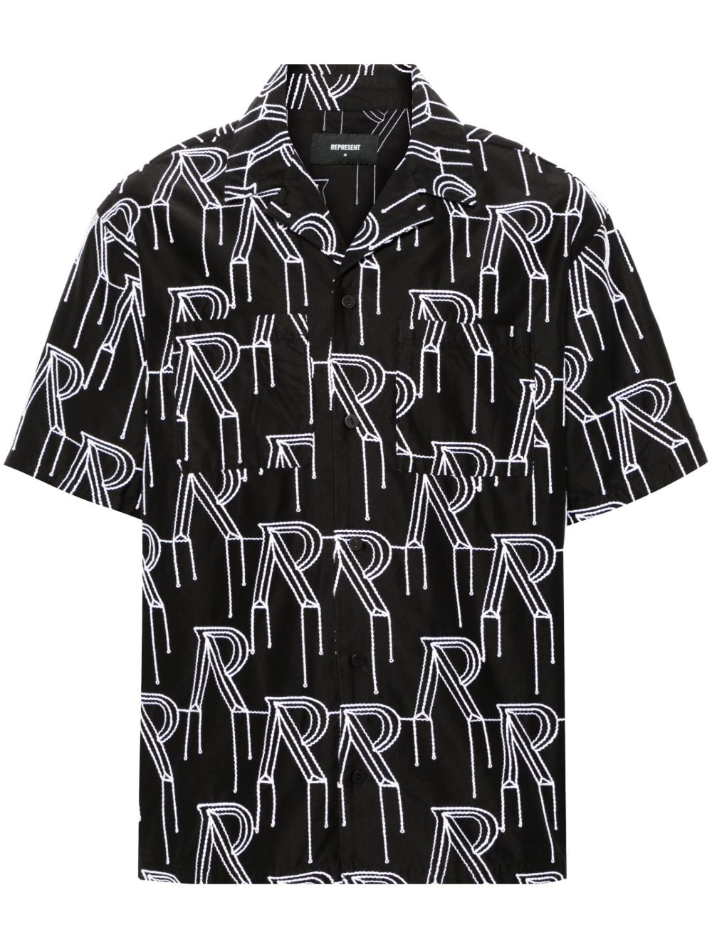 Represent Initial 刺绣棉夹克式衬衫 - 黑色