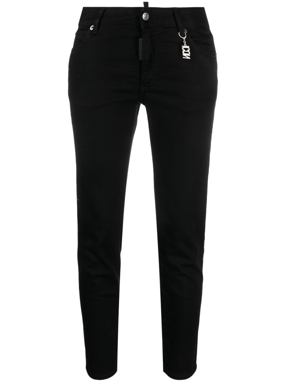 DSQUARED2 logo标牌锥形牛仔裤 - 黑色