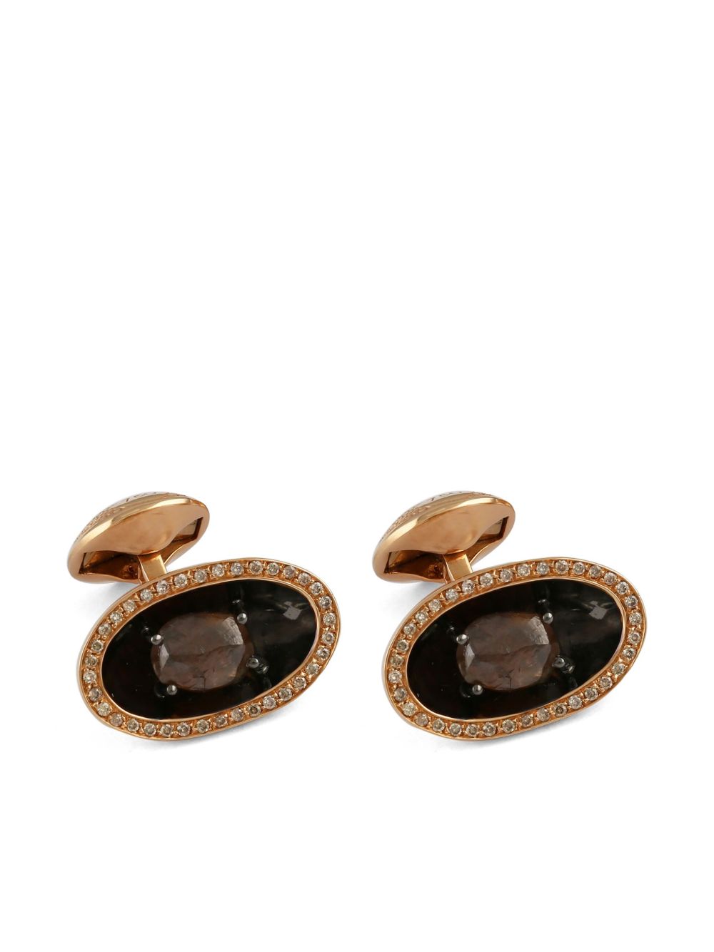 Tateossian 18K玫瑰金 Brown 袖扣 - 粉色