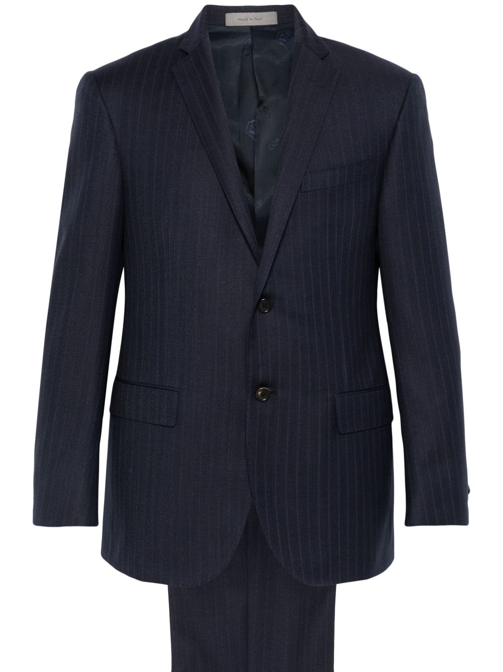Corneliani 细条纹西装套装 - 蓝色