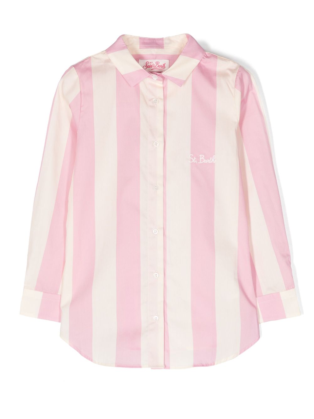MC2 Saint Barth Kids Mini Brigitte 条纹棉衬衫 - 粉色
