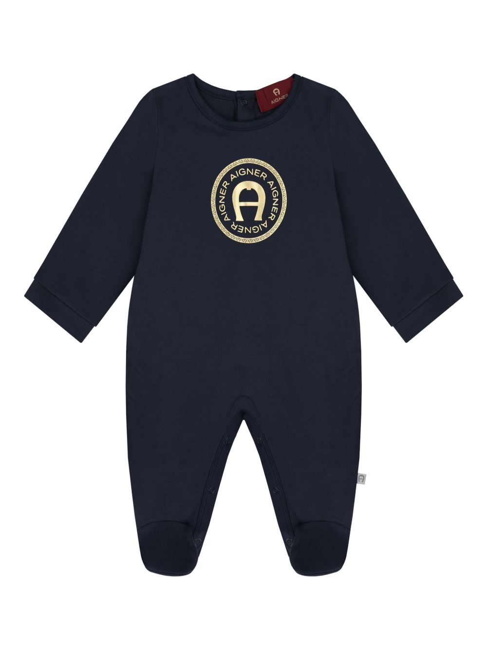 Aigner Kids logo印花连体衣 - 蓝色