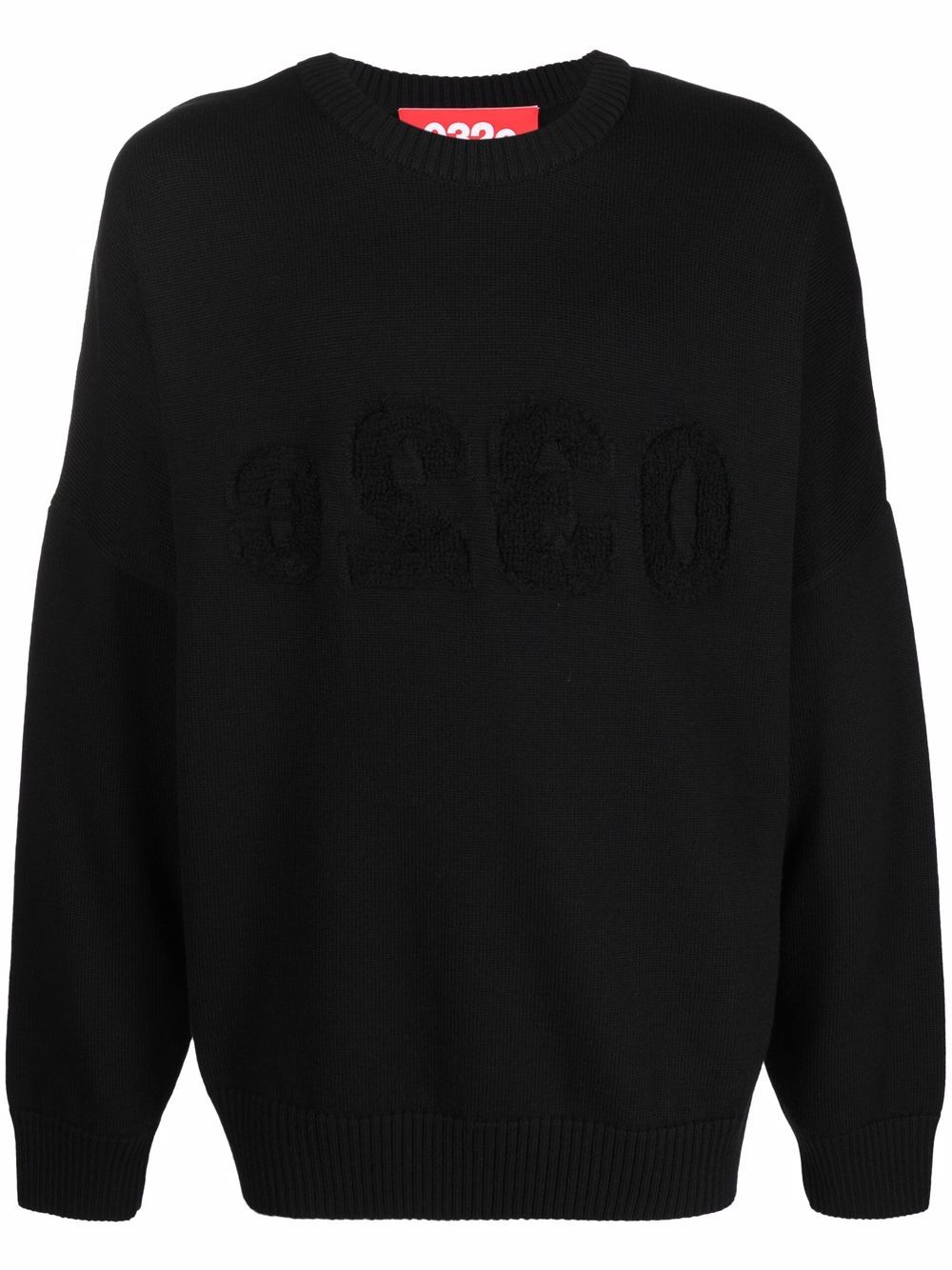 032c logo刺绣针织毛衣 - 黑色