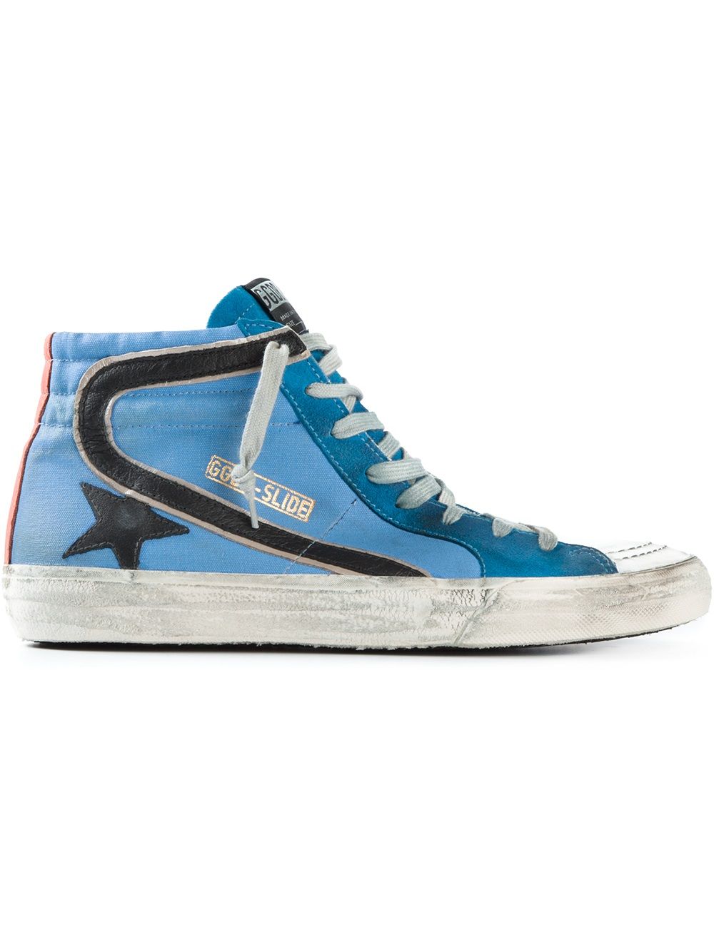 Golden Goose 'Slide'仿旧高帮鞋 - 蓝色