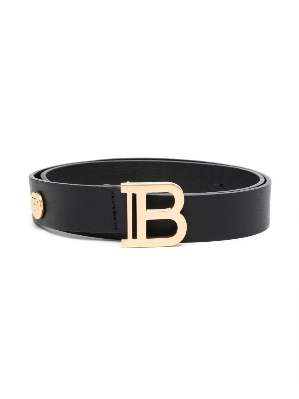 Balmain Kids logo标牌皮质腰带 - 黑色
