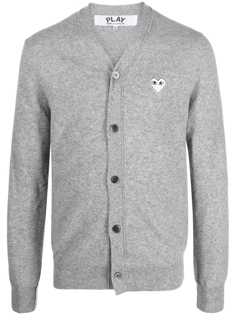 Comme Des Garçons Play heart-patch mélange-effect wool cardigan - 灰色