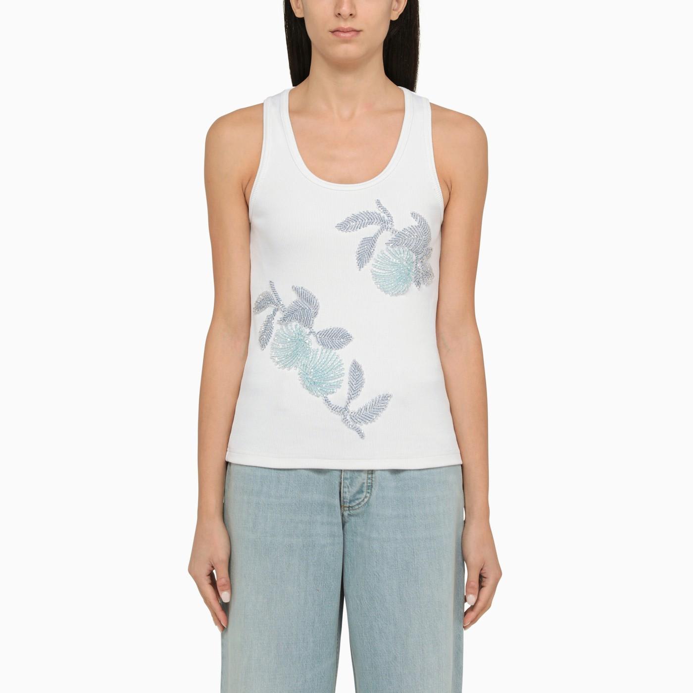 Bottega Veneta White Stretch Cotton Tank Top