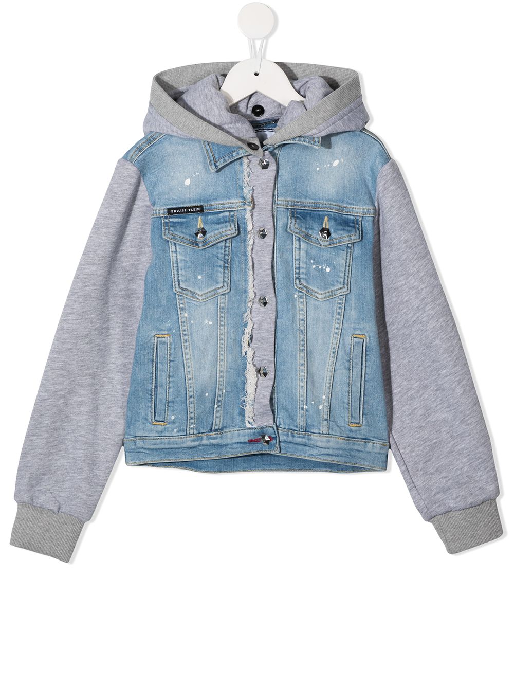 Philipp Plein Junior 泰迪熊细节牛仔夹克 - 蓝色