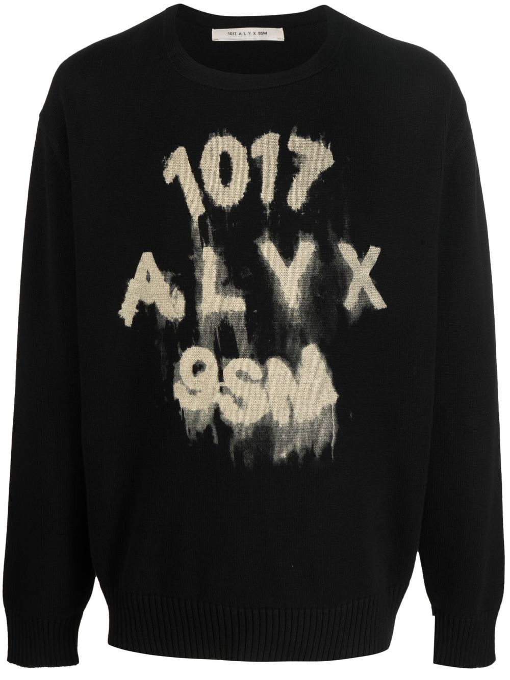 1017 ALYX 9SM logo仿旧圆领毛衣 - 黑色