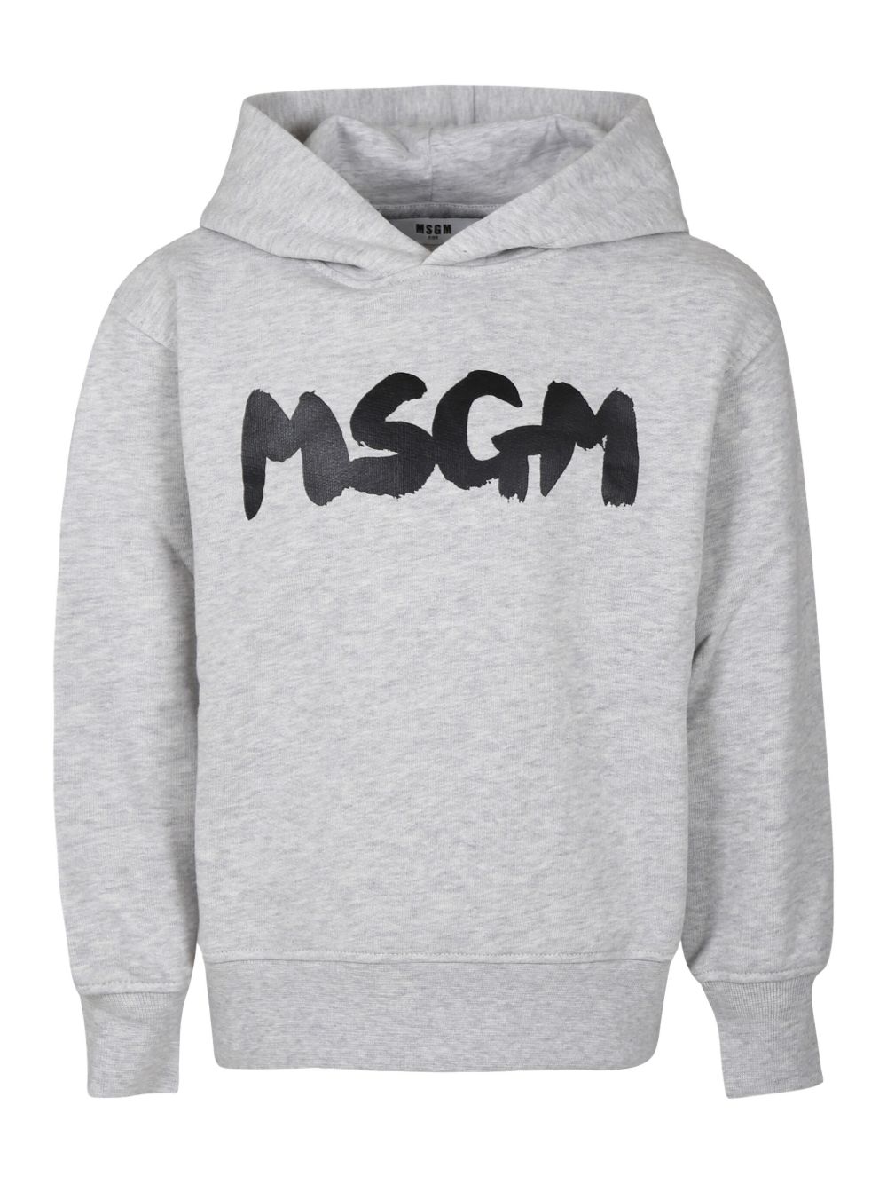MSGM Kids 胸处印花连帽衫 - 灰色