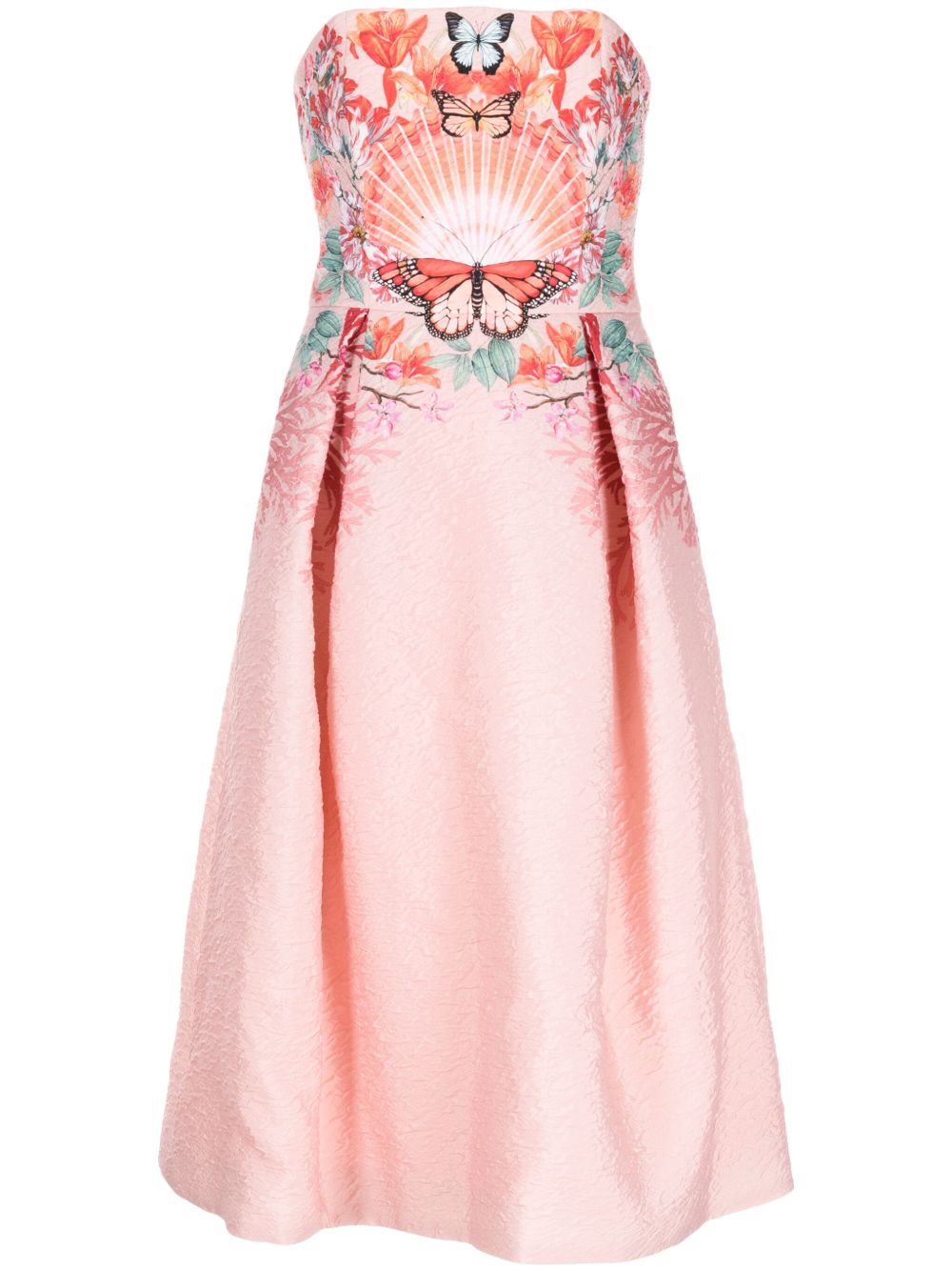 Mary Katrantzou Meadow 刺绣中长连衣裙 - 粉色