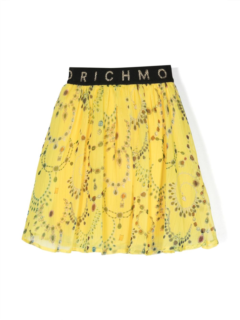 John Richmond Junior logo腰边印花芭蕾半身裙 - 黄色