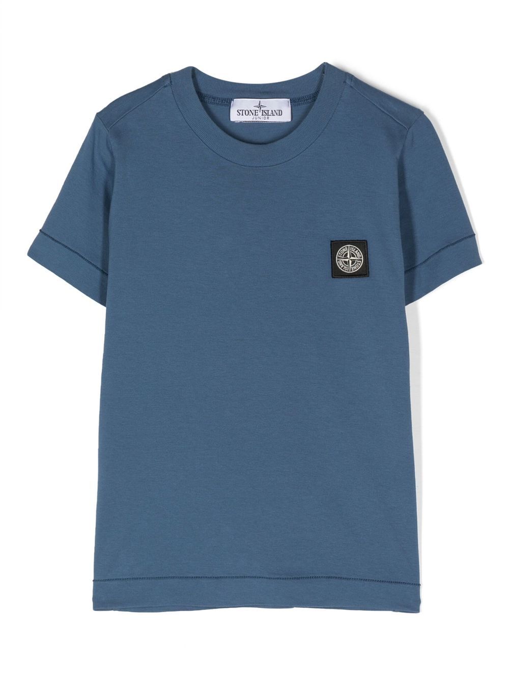 Stone Island Junior 罗盘贴花棉T恤 - 蓝色