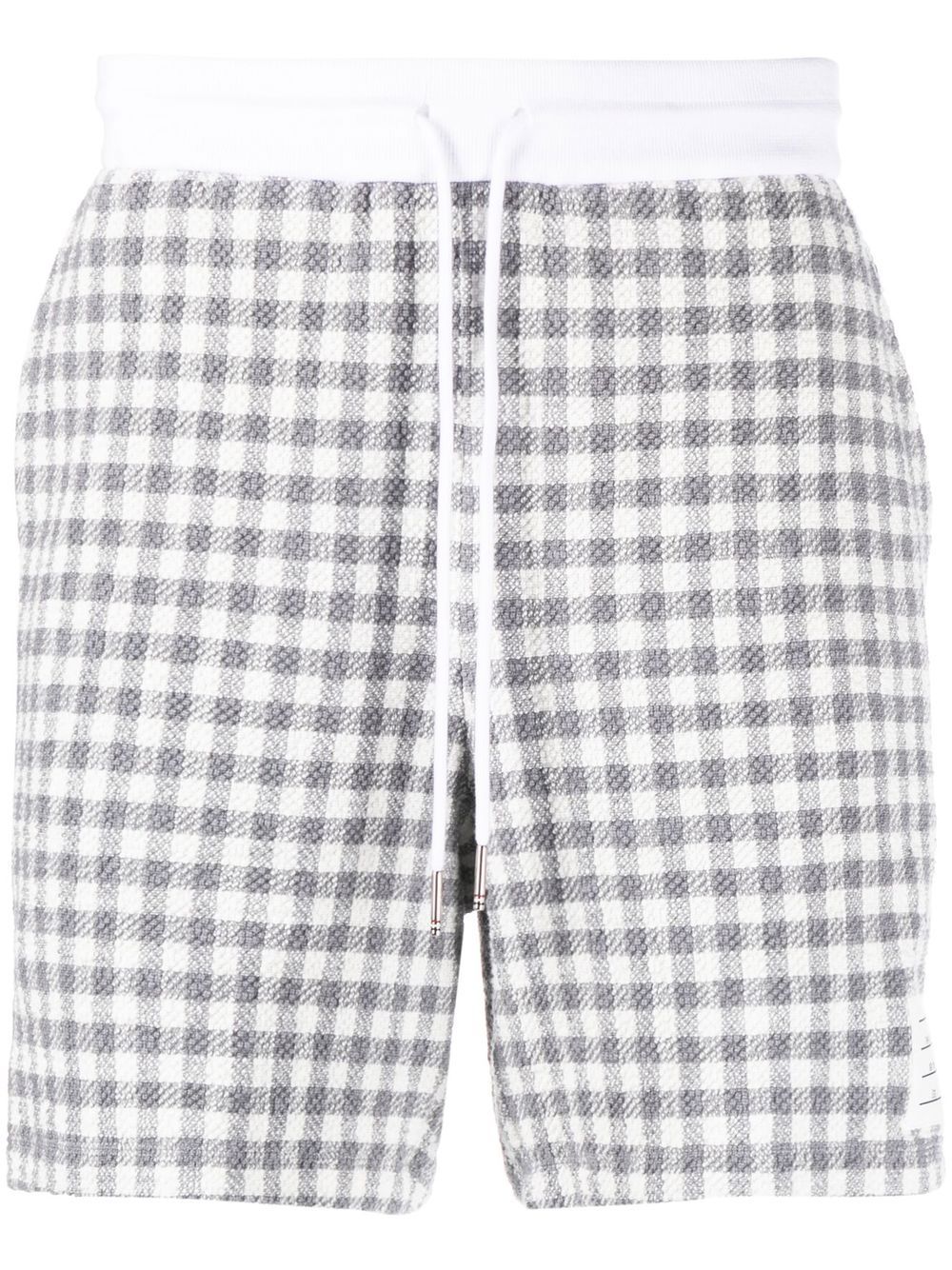 Thom Browne gingham-check track shorts - 灰色