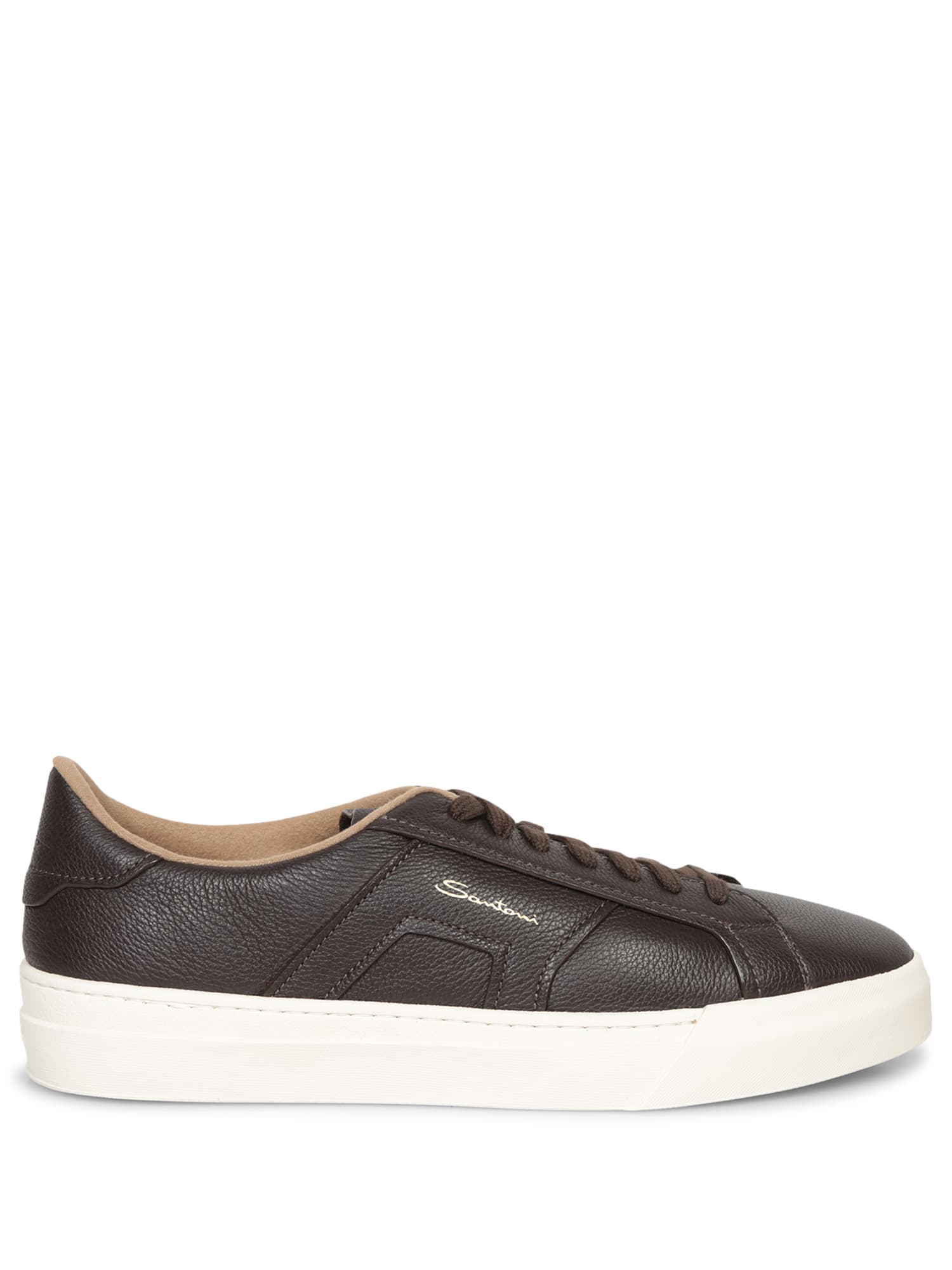 Santoni Brown Leather Sneakers