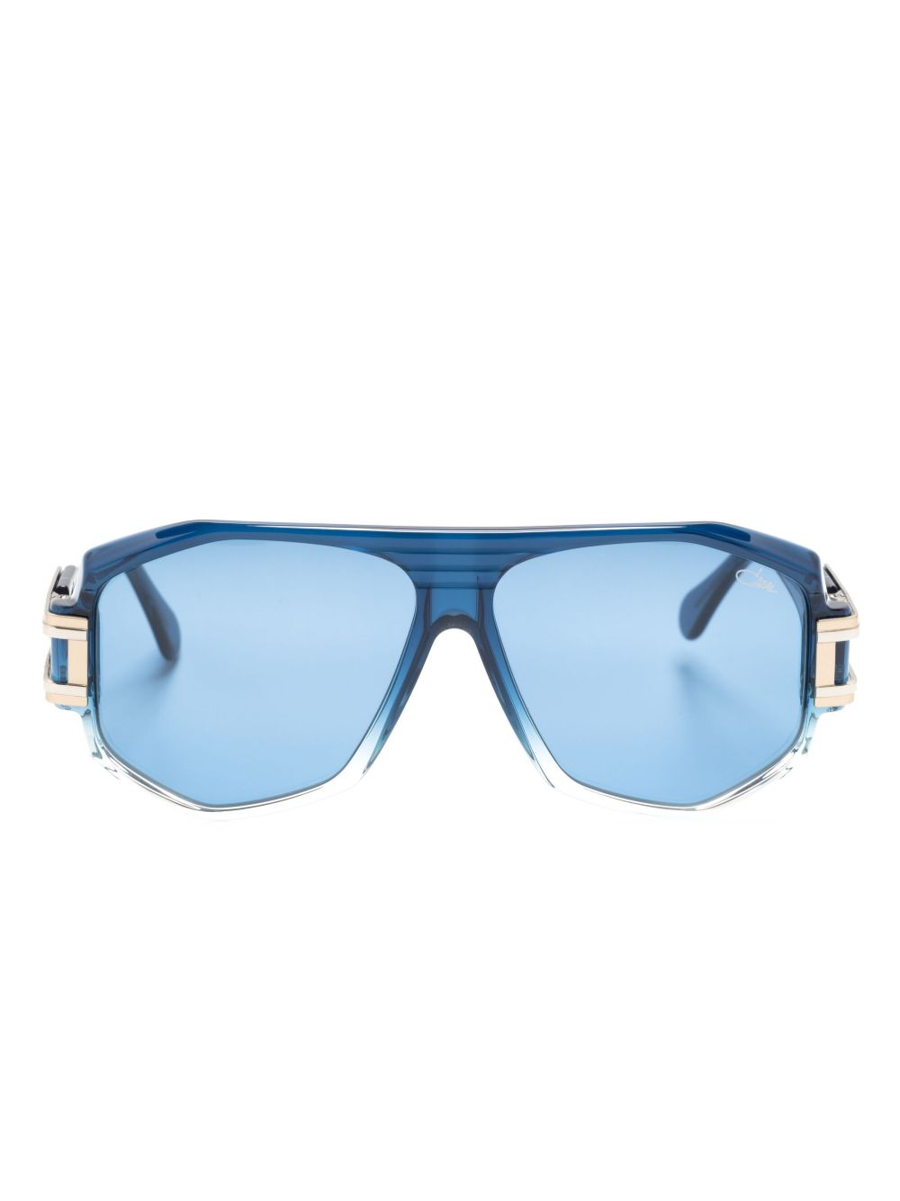 Cazal D-frame logo-engraved sunglasses - 蓝色