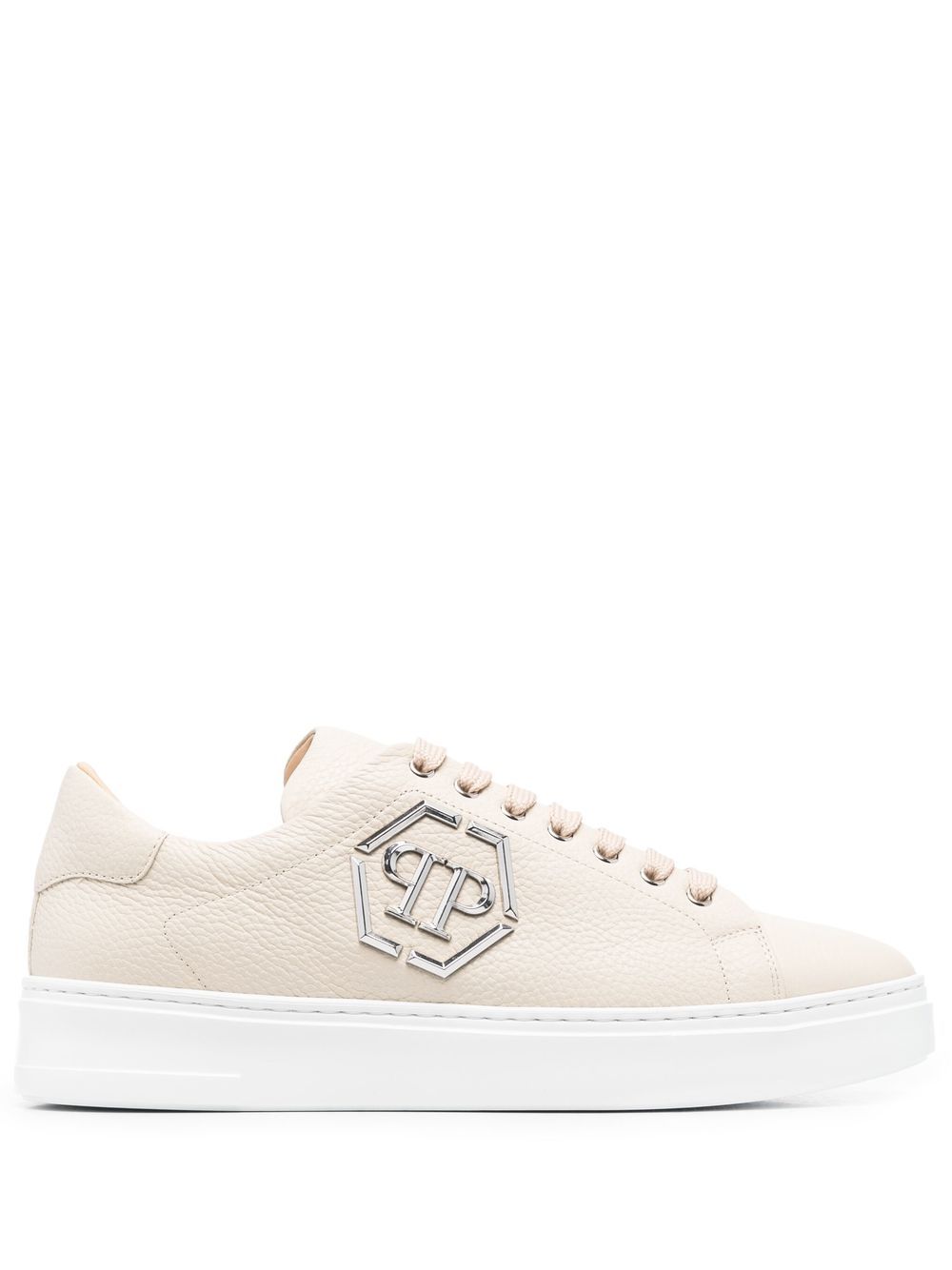 Philipp Plein 低帮皮质运动鞋 - 中性色