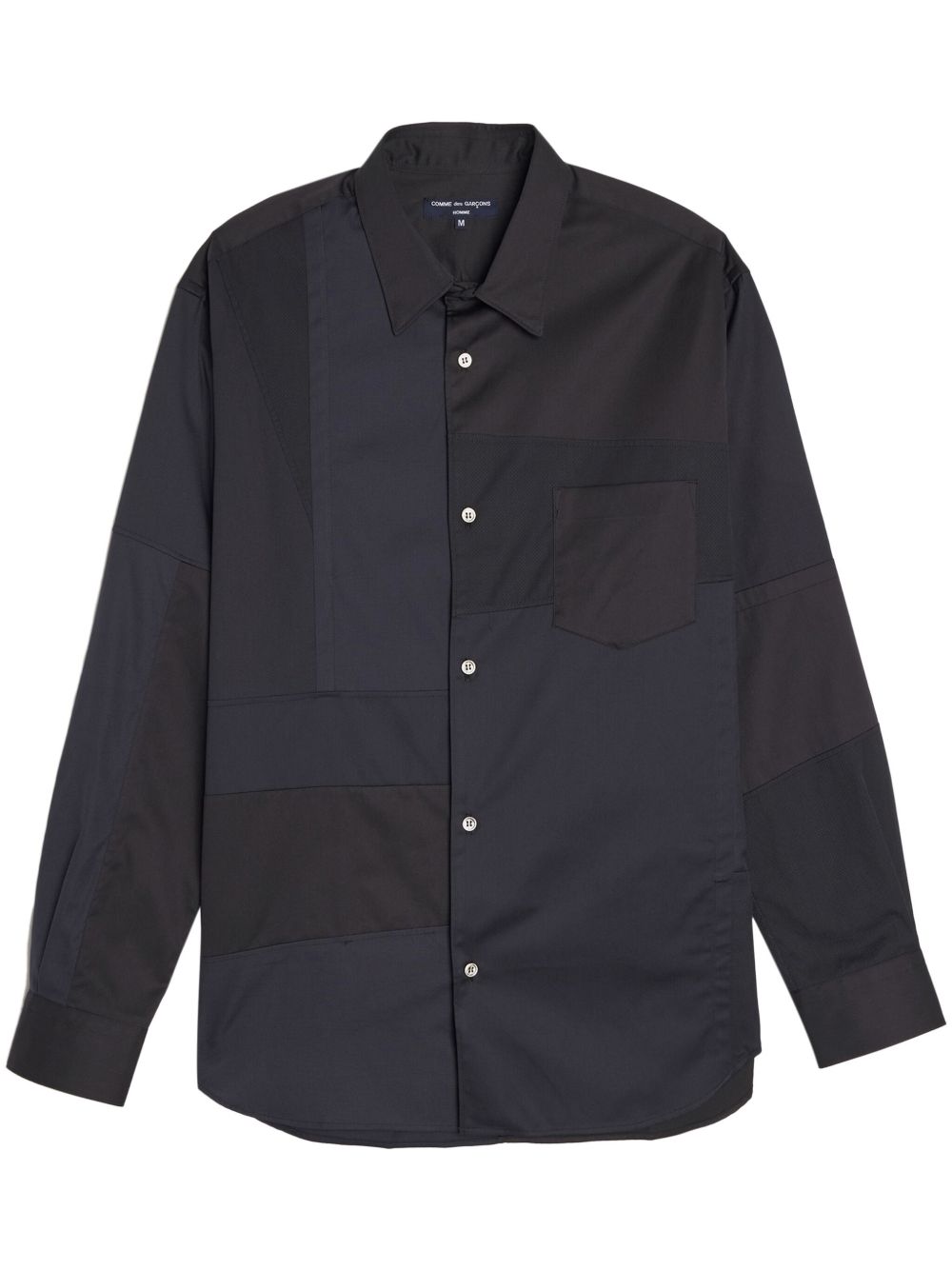 Comme des Garçons Homme 拼接设计棉衬衫 - 黑色