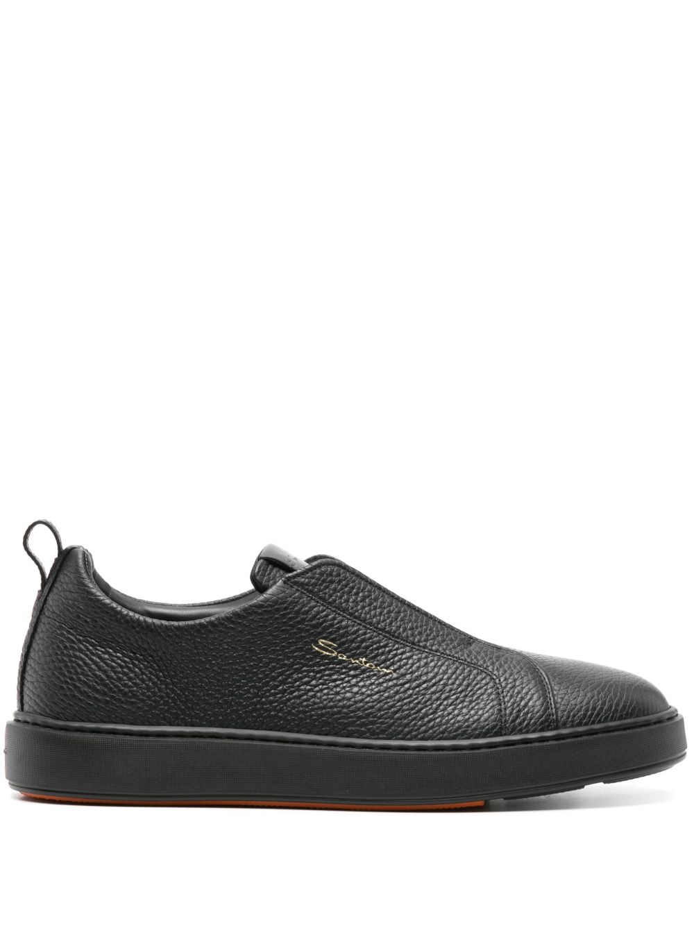 Santoni 皮质套穿式运动鞋 - 黑色